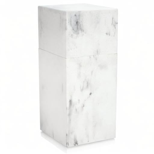 Toothbrush Holder with Lid, Elegant White Marble Bathroom Toothbrush & Toothpaste Organizer – Blanc Collection - color: White Marble