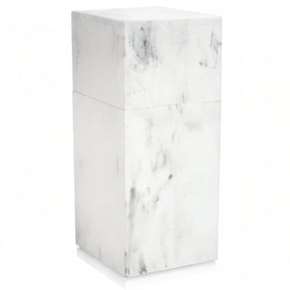 Toothbrush Holder with Lid, Elegant White Marble Bathroom Toothbrush & Toothpaste Organizer – Blanc Collection - color: White Marble