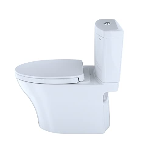 TOTO Aquia IV WASHLET+ Two-Piece Elongated Dual Flush 1.28 and 0.9 GPF Toilet with CEFIONTECT, Cotton White - MS446124CEMGN#01