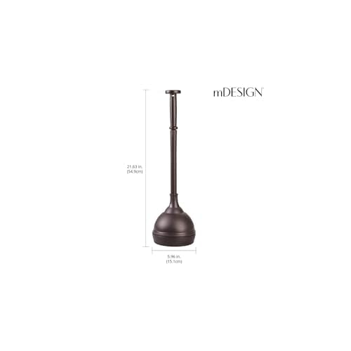 mDesign Plastic Toilet Plunger with Lift & Lock Cover Set, Compact Discreet Freestanding Storage Caddy Holder for Bathroom, Powder Room, Modern Design - Heavy Duty - Hyde Collection, Bronze - color: Bronze