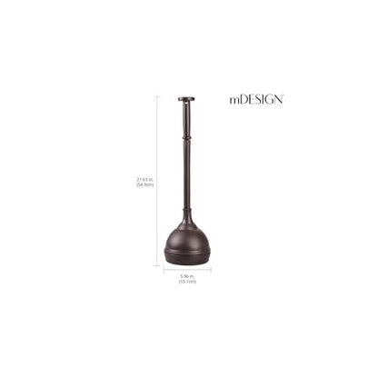 mDesign Plastic Toilet Plunger with Lift & Lock Cover Set, Compact Discreet Freestanding Storage Caddy Holder for Bathroom, Powder Room, Modern Design - Heavy Duty - Hyde Collection, Bronze - color: Bronze