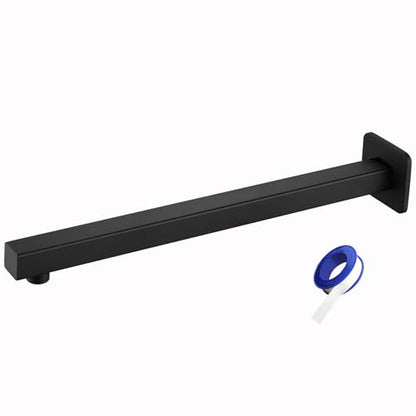 Shower Arm with Flange, 16 Inches Wall Mount Square Straight Extension Arm, Replacement of Fixed Rain Shower Head Pipe, Matte Black - color: Matte Black