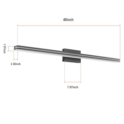 SineRise LED Modern Bathroom Vanity Light Bar (48-Inch, 3000K/4000K/6000K), Matte Black Dimmable Modern Acrylic Bathroom Wall Lighting Fixtures Over Mirror - color: Matte Black, size: 48-Inch