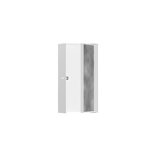 hansgrohe XtraStoris Rock Recessed Wall Niche with Tileable Door 12"x 6"x 4" in Matte White, 56082700 - color: Matte White, size: 12"x 6"x 4"