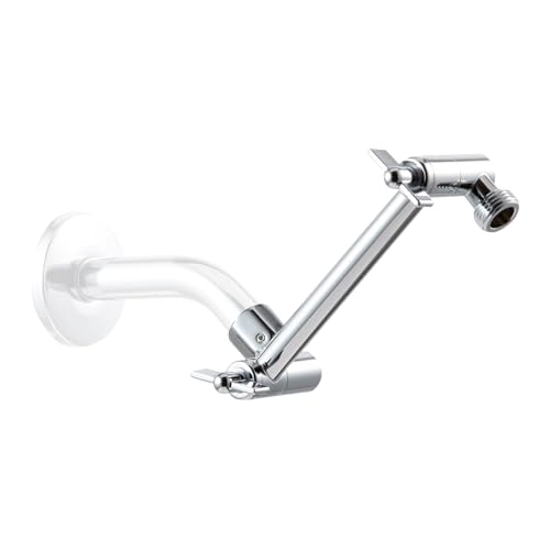 OFFO 6 inch Shower Head Extension Arm, Adjustable Height & Angle Shower Arm Extender with Locking Nut, Easy Install Universal G1/2 Connector for Fixed and Handheld Showerhead, Chrome - color: Chrome, style: 6 in