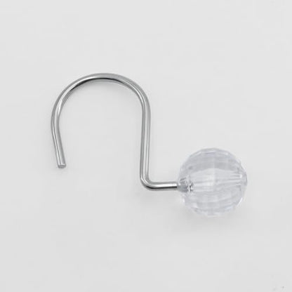 J&V TEXTILES Shower Curtain Hooks Rings, Rust Resistant Metal Double Glide Shower Hooks Rings for Bathroom Shower Rods Curtains, Set of 12 Hooks (Crystal Clear Sphere) - color: Crystal Clear Sphere