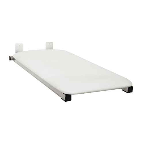 Hermosa 32" x 13.5" Back Wall-Mount Folding White Padded Tub Seat for Adults - color: Naugahyde White