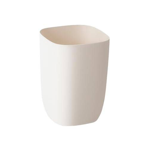 Bathroom Trash Can, Small Garbage Can for Bedroom, Living Room, Kitchen, Slim Cute Plastic Waste Basket for Office, 7L, Ivory White - color: Ivory White
