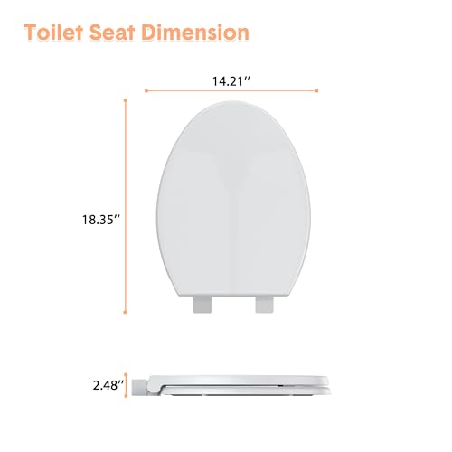 Elongated Slow Close Toilet Seat - Quiet Close Lid, Quick Release, Easy Install, Non-Slip Bumpers, White Bathroom Toilet Seat Cover - Easy Clean, Soft Close - size: Elongated