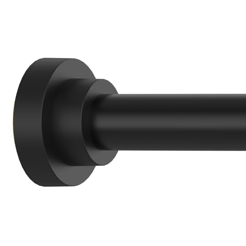 Thestoa Shower Curtain Rod Adjustable 43-92 inch, 1"Diameter Spring Tension Curtain Rod No Drill, Anti-Rust Non-Slip Shower Rod, Black Shower Curtain Rod for Bathroom Tension - color: Black, size: 43"- 92"