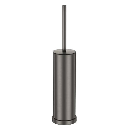 Pewter Toilet Brush and Holder Set，Stainless Steel Heavy Duty Toilet Bowl Brush，Extra Long Handled Modern Toilet Cleaner Brush with Replaceable Head, Removable Inner Bowl, and Splash Protection - color: Pewter, size: 1 Pack