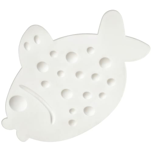 ZHICHENG Non-Slip Bathtub Mat for Kids - Soft Baby Cute Fish Shape Shower mat with Strong Suction Cups for Bathroom (White) - color: White