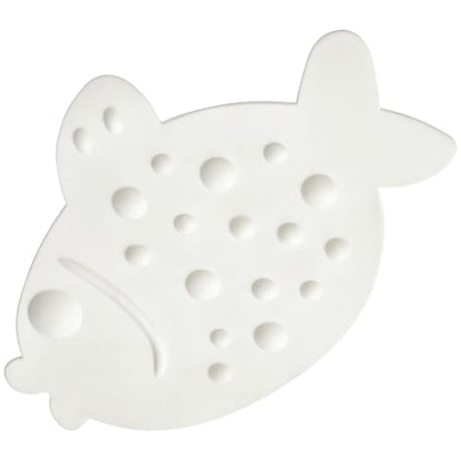 ZHICHENG Non-Slip Bathtub Mat for Kids - Soft Baby Cute Fish Shape Shower mat with Strong Suction Cups for Bathroom (White) - color: White