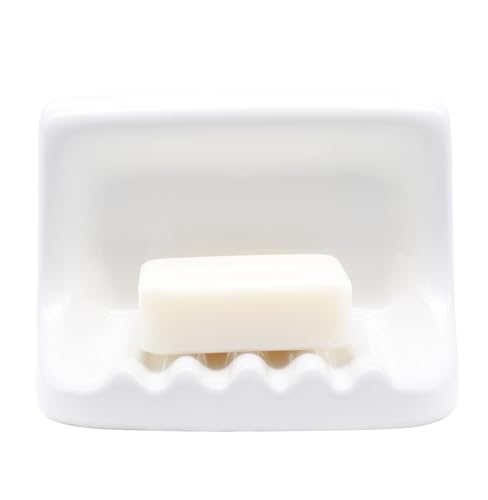 White Vintage Wall Mounted Ceramic Soap Dish Holder Bathroom Shower Wall