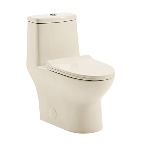 Ivy One Piece Toilet Dual Vortex Flush 1.1/1.6 gpf in Bisque - color: Glossy Bisque, size: 12" Rough-in