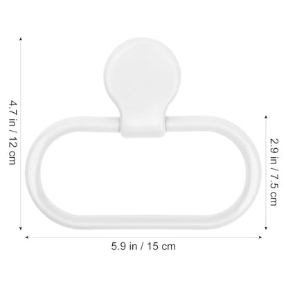 Adhesive Towel Holder, White Hand Towel Holder for Wall Mounted, Plastic Oval Shower Washcloth Hanger Ring for Bathroom