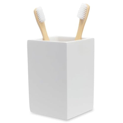 Yew Design Matte White Bathroom Toothbrush Holder Cup - Square - color: Square Matte White