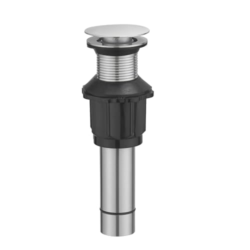Bathroom Sink Pop Up Drain Stopper, BWE Brushed Nickel Finish Stainless Steel Drain Without Overflow, Universal Vanity Sink Drain Replacement - color: Brushed Nickel