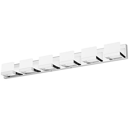Tipace 6 Lights Dimmable LED Modern Vanity Lights for Bathroom, Chrome Bathroom Wall Light Fixtures Over Mirror (White Light 6000K) - color: Chrome, size: 6 Lights