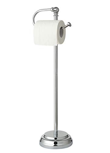 SunnyPoint Classic Bathroom Free Standing Toilet Tissue Paper Roll Holder Stand - color: Chrome