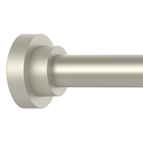 Thestoa Brushed Nickel Shower Curtain Rod Adjustable 43-66 inch, 1"Diameter Spring Tension Curtain Rod No Drill, Anti-Rust Non-Slip Shower Rod for Bathroom Tension Rod - color: Brushed Nickel, size: 43"- 66"