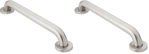 Moen 8912 Home 12-Inch Bathroom Grab Bar, Stainless Steel (Pack of 2) - size: 12 Inch (Pack of 2)
