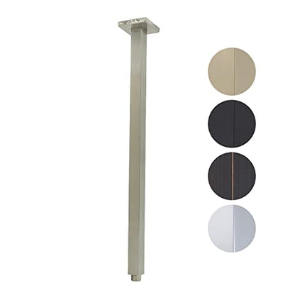 Shower Arm with Flange 24 Inches Ceiling Mount Square Straight Extender Extension Pipe Replacement, Extra Long Shower Arm For Fixed Rain Shower Head or High Ceiling, Brushed Nickel - color: Brushed Nickel, style: 24inch