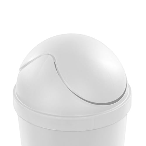 Sterilite 3 Gallon Round SwingTop Wastebasket with Lid, Small Plastic Trash Can for the Bathroom, Bedroom, Dorm or Home Office, White, 6-Pack | Sleek Round Profile Modern Garbage Bin for Kitchen, Bathroom, Garage and Workspace