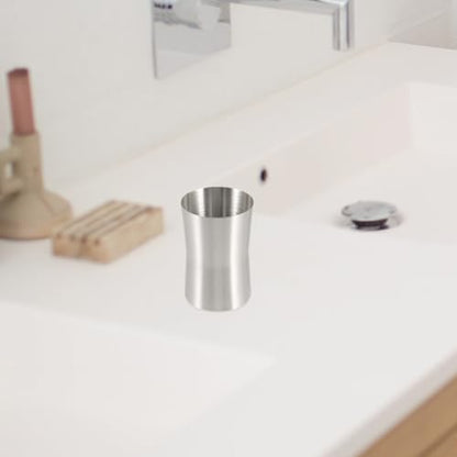 Travel Mouthwash Cup Bathroom Tumbler Stainless Steel | Brushed Nickel Water Cup, Metal Toothbrush Tumbler Toothpaste Mug for Home, Bathroom, Camping