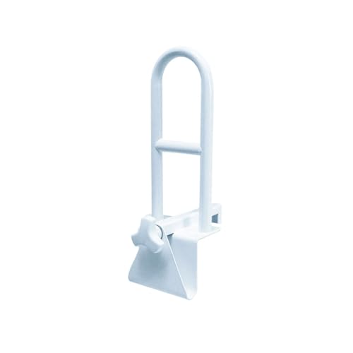 Medline Bathtub Grab Bar - Side Tub Locking, Stainless Steel, White - Secure & Durable Bathroom Safety Handle for Elderly & Disabled - Easy Installation & slip-resistant Grip - 1 Each