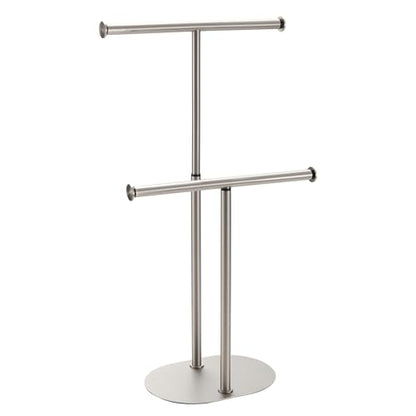 Standing Towel Rack Brushed Nickel 2 Tiers Stainless Steel Adjustable Towel Drying Rack for Bathoom - color: Brushed Nickel