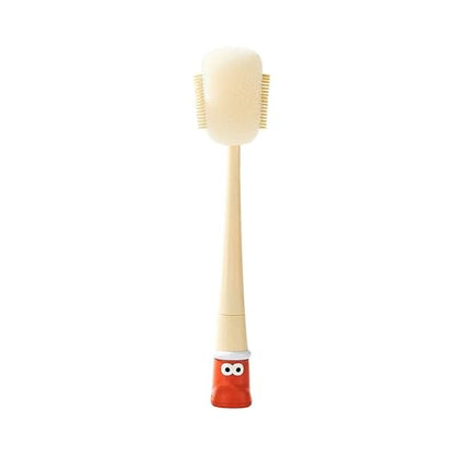 5-in-1 Multifunctional Cup Brush, Bottle Cleaning Set with Rim Brush, Gap Brush, Silicone Head, Sponge Head and Straw Brush (red) - color: Red