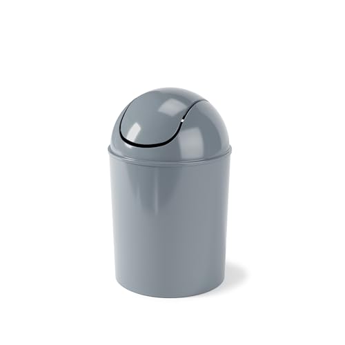 Umbra 1.25 Gallon Mini Waste Can with Removable Swing-Top Lid - Small Garbage Bin for Kitchen, Bathroom, Bedroom, Office - Compact Trash Can Fit Under Tables & Counters - Steel Blue - color: Steel Blue