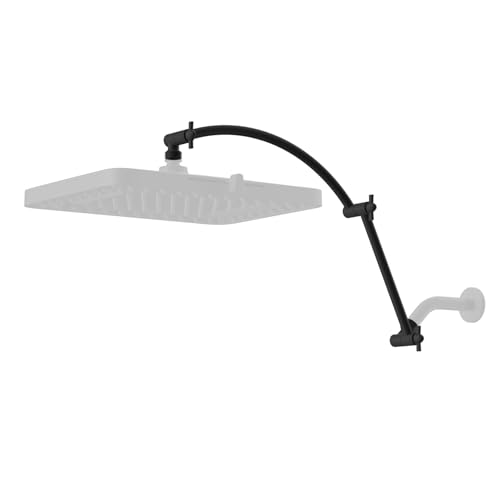 Hibbent All Metal 20'' Shower Head Extension Arm, Matte Black | Solid Brass Adjustable Shower Arm with Lock Joint, Flexible Height & Angle, Universal Connection Shower Head Extender - color: Matte Black, size: 20 Inch