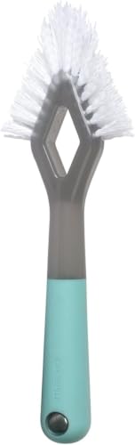 Casabella Smart Scrub Heavy-Duty Tile and Grout Brush for Tile Joints, Grout Cleaner Brush with Nonslip Handle, Gray/Aqua (Pack of 6) - size: Heavy Duty Grout Brush (Pack of 6), style: Heavy Duty Grout