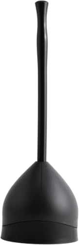 Casabella Toilet Plunger and Hideaway Caddy Combo for Bathrooms, 2-Piece Heavy-Duty Toilet Plunger and Holder Set, Black (Pack of 9) - size: 6.5" x 6.5" x 19.78" (Pack of 9), style: Hideaway Plunger
