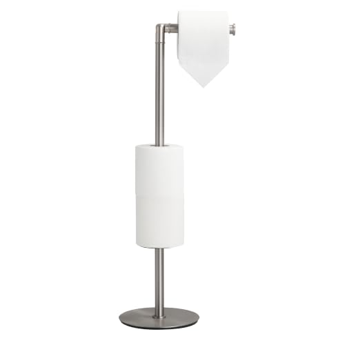 Toilet Paper Holder Stand Freestanding, Heavy Duty Bathroom Tissue Holder Brushed Nickel - color: Brushed Nickel