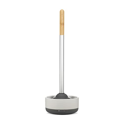 Full Circle Quick Drying Toilet Plunger - Bathroom Toilet Plunger with Ceramic Holder and Quick-Dry Base for Mold & Mildew Prevention, Easy to Clean & More Hygenic, White - color: Starter Kit, style: Plunger