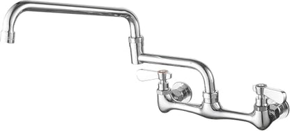 Commercial Wall Mount Kitchen Faucet 18" Swing Spout, Chrome | Lead-Free Brass,Two Handle Hot/Cold Mixer,8" Center,with Add-on Swing Spout,3 Compartment Sink, Restaurant & Laundry - size: 18 Inch