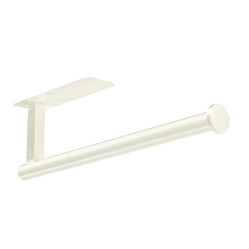 Paper Towel Holder Under Cabinet No Drilling, Self Adhesive Paper Towel Holder Wall Mount for Kitchen Rack, Under Counter Napin Holder No Drill, RV, 304 Stainless Steel, White - color: White