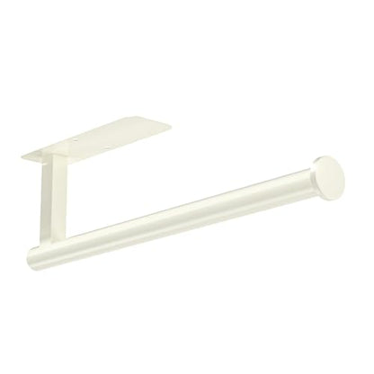 Paper Towel Holder Under Cabinet No Drilling, Self Adhesive Paper Towel Holder Wall Mount for Kitchen Rack, Under Counter Napin Holder No Drill, RV, 304 Stainless Steel, White - color: White