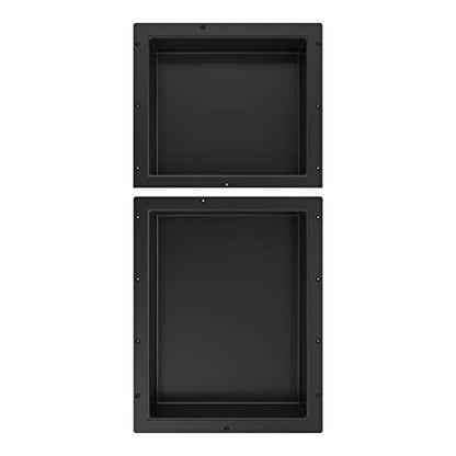 Tile Redi USA RND1614S-20 Niche Double Recessed Shower Shelf, Two Shelves, 34" H X 16" W, Black - size: 34" H X 16" W, style: 2 Shelves
