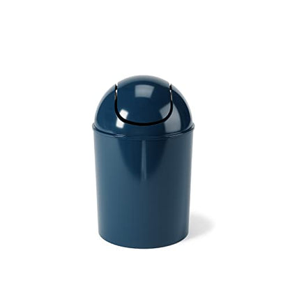 Umbra 1.25 Gallon Mini Waste Can with Removable Swing-Top Lid - Small Garbage Bin for Kitchen, Bathroom, Bedroom, Office - Compact Trash Can Fit Under Tables & Counters - Dark Blue - color: Dark Blue