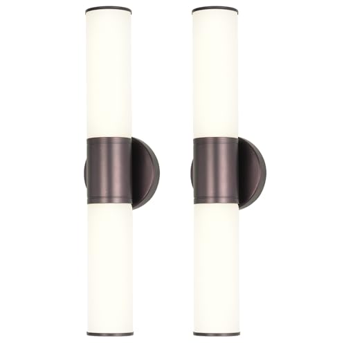2-Light Bathroom Vanity Lighting Fixture, Oil Rubbed Bronze Wall Sconce with Opal White Glass, E26 Stocket Indoor Wall Lamp, Modern Mirror Light. 2 Pack - color: White Glass-Oil-Rubbed Bronze, size: 2 Count (Pack of 1)
