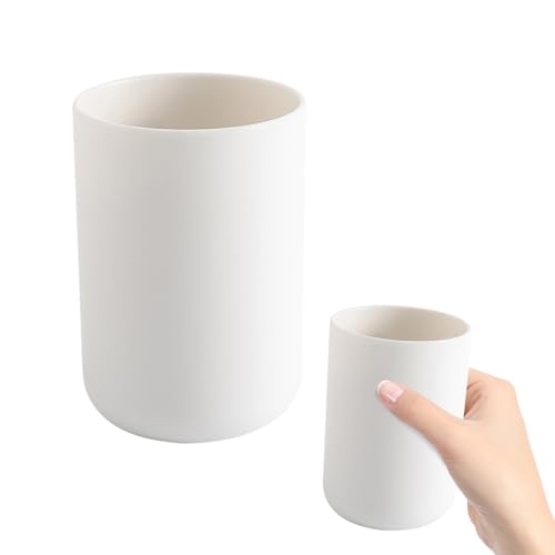 300ml Bathroom Cup, Wall Mounted Toothbrush Holders Reusable Water Cup Drinking Cups for Home Travel Bathroom Accessories (White) - color: White