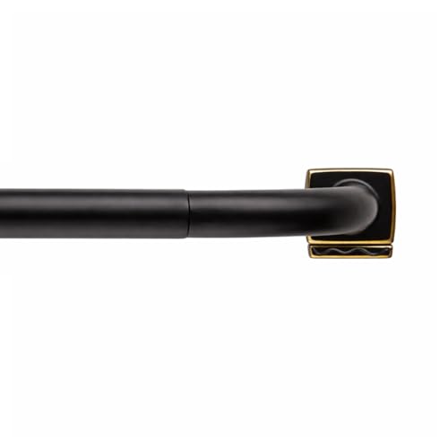 Black Wrap Around Curtain Rod 30 to 45 Inch,Heavy Duty Adjustable Metal Drapery Rod with French Return, 7/11" Curved Blackout Rod for Home & Office - color: Black Gold, size: 30-45