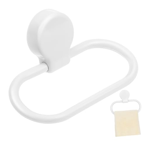 Self-Adhesive White Towel Ring for Bathroom and Kitchen No Drilling Required Premium Abs Material Easy Installation Towel Holder with Simple Design
