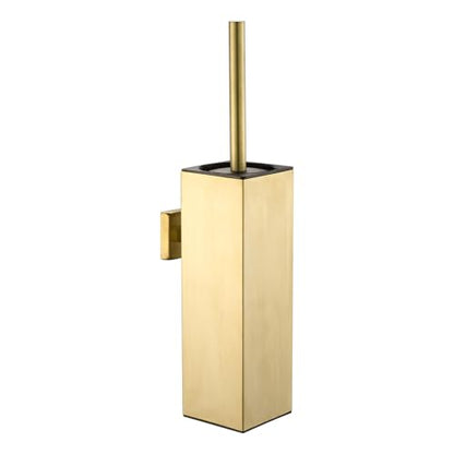 Gold Toilet Brush Set Stainless Steel Square Bathroom Cleaning Brush | AIREMOEN Square Bathroom Toilet Bowl Brush Holder, Round Cleaning Brush Head, Splash Guard - color: Brushed Gold