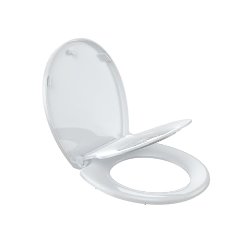 Round Toilet Seat with Built-In Toddler Potty Training Seat, Slow Close, Easy to Install & Clean, Detachable Seat for Longtime Usage, White - color: White-3, size: Round with Toddler Seat