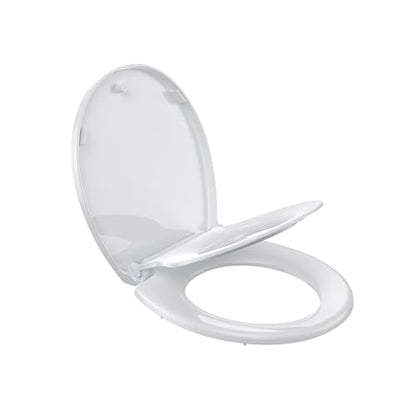 Round Toilet Seat with Built-In Toddler Potty Training Seat, Slow Close, Easy to Install & Clean, Detachable Seat for Longtime Usage, White - color: White-3, size: Round with Toddler Seat